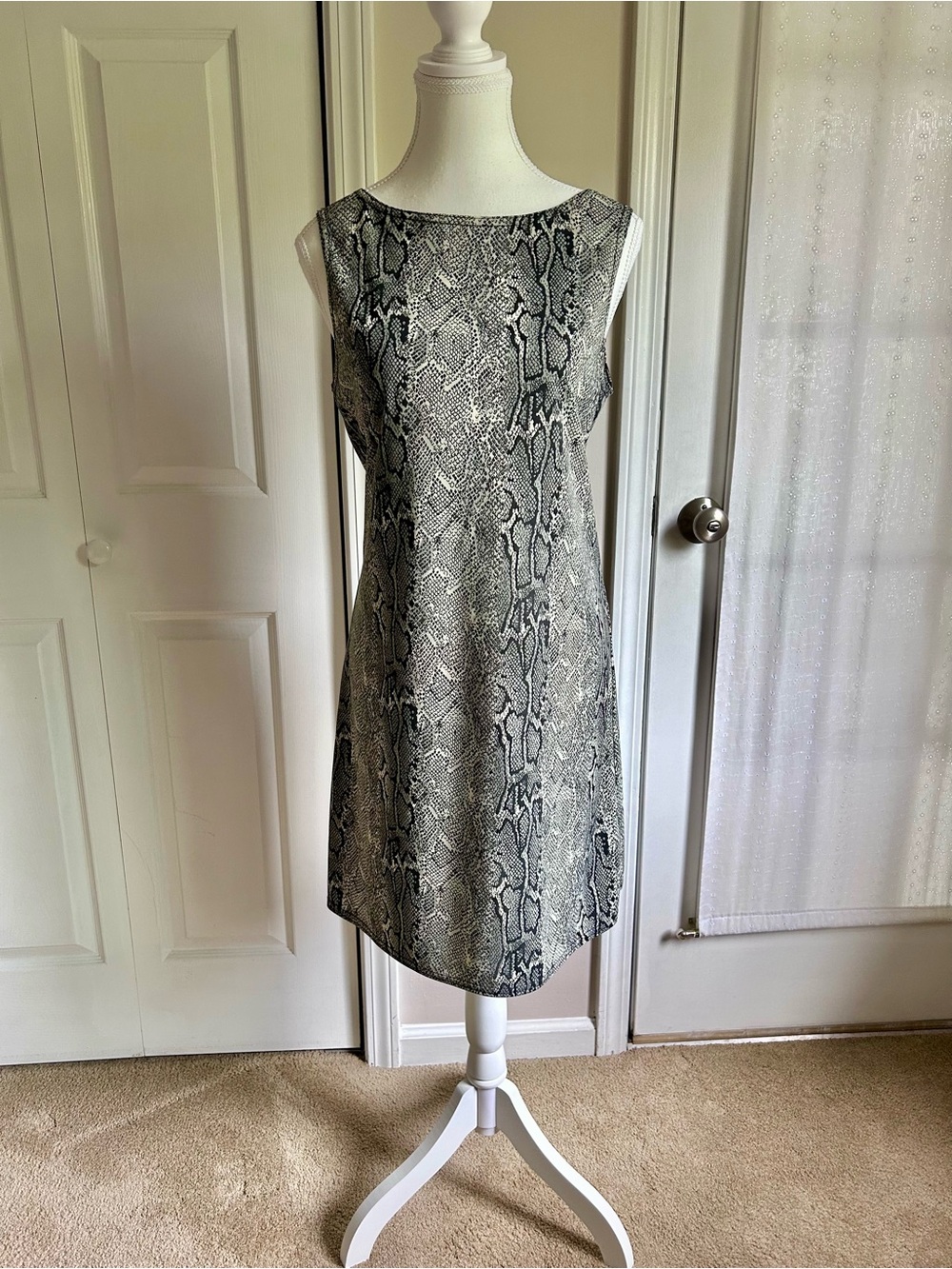 Sleeveless Snake-Print Shift Dress